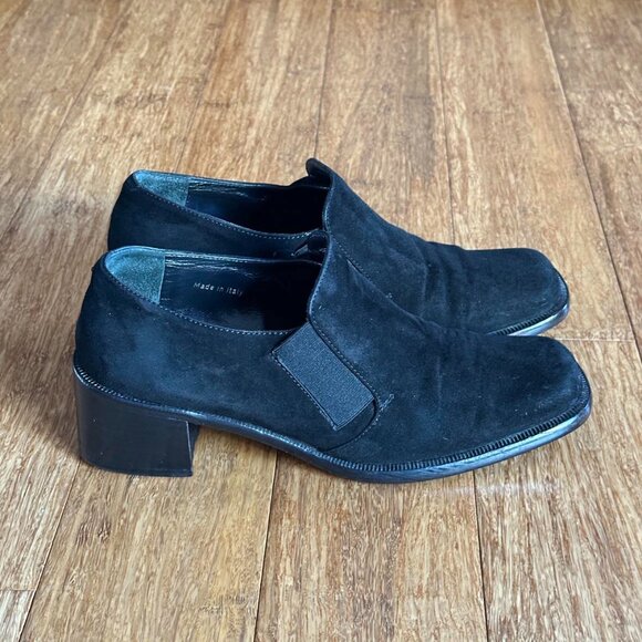 Saks Fifth Avenue Women's 7.5 black suede block heel loafer - Picture 9 of 10